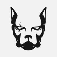 hund arg logotyp. enkel negativ Plats vektor design. isolerat med mjuk bakgrund.