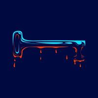 nyckel för säkerhet systemet linje pop- konst porträtt färgrik logotyp design med mörk bakgrund. abstrakt vektor illustration.