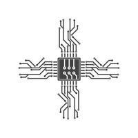 krets styrelse linje, cpu, chip ikon logotyp illustration vektor