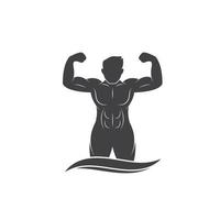 stark man ikon av kroppsbyggare kondition Gym logotyp bricka vektor illustration