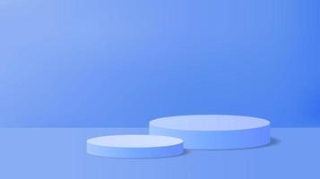 abstrakt blå produkt visa bakgrund med 3d framställa cylinder piedestal podium. blå minimal rum scen för produkt visa presentation. geometrisk skede plattform vektor