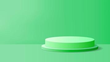 abstrakt grön produkt visa bakgrund med 3d framställa cylinder piedestal podium. grön minimal vägg scen för produkt visa presentation. geometrisk skede plattform vektor