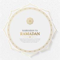 marhaban ya ramadan elegant vit och gyllene hälsning kort social media posta mall vektor