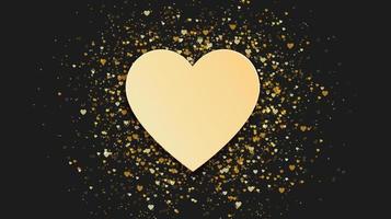 hjärta form element med gyllene hjärta konfetti. platt dekoration för design av valentines dag, mors dag, kvinnors dag. hälsning kort, bröllop inbjudan, födelsedag vektor