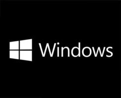 fönster symbol varumärke logotyp med namn vit design Microsoft programvara vektor illustration med svart bakgrund