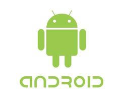 Android Betriebs System Symbol Logo Software Telefon Symbol mit Name Grün Design Handy, Mobiltelefon Vektor Illustration