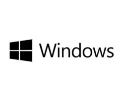 Fenster Symbol Marke Logo mit Name schwarz Design Microsoft Software Vektor Illustration