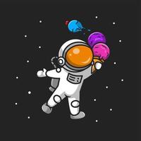 süß Astronaut halten Eis Sahne Kegel Karikatur Vektor Symbol Illustration. Wissenschaft Essen Symbol Konzept isoliert Prämie Vektor. eben Karikatur Stil