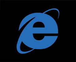 internet explorer browser varumärke logotyp symbol blå design programvara vektor illustration med svart bakgrund