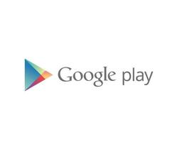 Google abspielen Software Handy, Mobiltelefon Symbol Logo mit Name grau Design Vektor Illustration