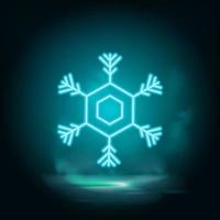 Schneeflocke Neon- Vektor Symbol. Weihnachten und Winter Thema. einfach eben schwarz Illustration. Symbol auf Weiß Hintergrund