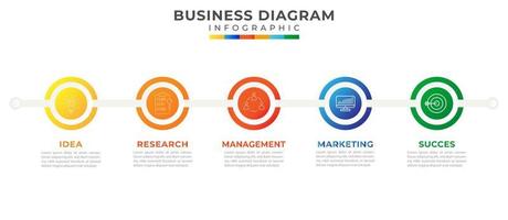 5 Schritte modern Zeitleiste Diagramm mit Symbol Symbol, Präsentation Vektor Infografik. Infografik Vorlage zum Geschäft.