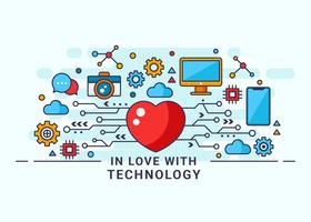 Modern in der Liebe mit Technologie-Vektor-Illustration vektor