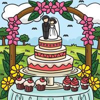 Hochzeit Kuchen farbig Karikatur Illustration vektor