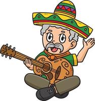cinco de mayo mexikansk man spelar gitarr ClipArt vektor