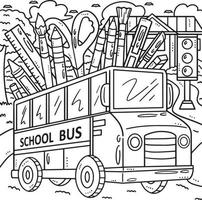 tillbaka till skola buss färg sida för barn vektor
