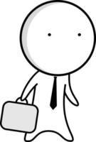 ein Karikatur von ein Mann mit ein Aktentasche im seine Hand. vektor