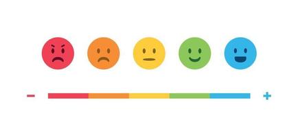 Kunde Befriedigung Bewertung Feedback Emotion Rahmen isoliert. Feedback Bewertung Umfrage Emoticon. vektor