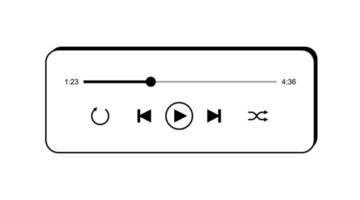 musik spelare retro gränssnitt vektor mall. isolerat platt ljudspelare Ansökan fönster med svart skugga