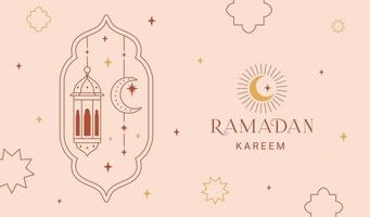 ramadan kareem baner, affisch, Semester omslag. islamic hälsning kort, social media mall. modern skön design i geometrisk minimal stil. terrakotta färger. vektor