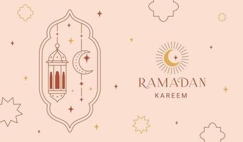 Ramadan kareem Banner, Poster, Urlaub Abdeckung. islamisch Gruß Karte, Sozial Medien Vorlage. modern schön Design im geometrisch minimal Stil. Terrakotta Farben. vektor