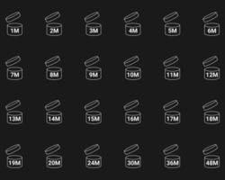 pao utgång datum ikoner uppsättning. produkt utgång datum 3m, 6m, 12m, 24m, 36m , 48m månad . vektor illustration.