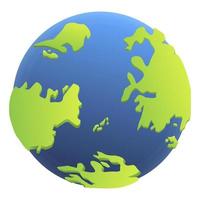 jord planet. klot textur Karta i platt stil. jord se från Plats. grön och blå planet sol- systemet. färgrik vektor illustration isolerat på vit bakgrund.