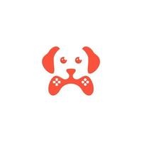 hund huvud logotyp med spel kontrollant vektor