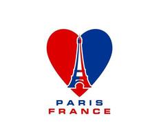 Paris Eiffel Turm und Herz von Frankreich Flagge, Symbol vektor