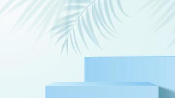 Blau Podium mit Palme Blatt Schatten, Produkt Anzeige vektor