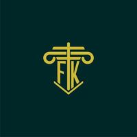 fk Initiale Monogramm Logo Design zum Gesetz Feste mit Säule Vektor Bild