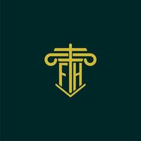fh Initiale Monogramm Logo Design zum Gesetz Feste mit Säule Vektor Bild