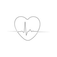 hjärtslag ikon. kardiogram, medicin tecken. ett linje konst. hand dragen enkel vektor illustration.