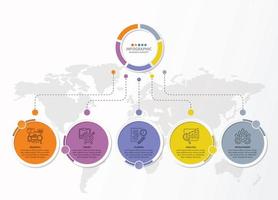 Infografik mit 5 Schritten, Prozess oder Optionen. vektor