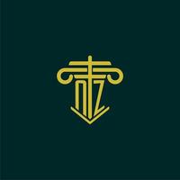 nz Initiale Monogramm Logo Design zum Gesetz Feste mit Säule Vektor Bild