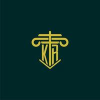 kr Initiale Monogramm Logo Design zum Gesetz Feste mit Säule Vektor Bild