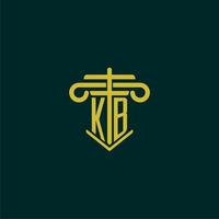 kb Initiale Monogramm Logo Design zum Gesetz Feste mit Säule Vektor Bild