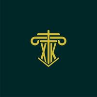 xk första monogram logotyp design för lag fast med pelare vektor bild