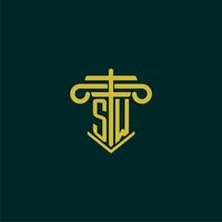 sw Initiale Monogramm Logo Design zum Gesetz Feste mit Säule Vektor Bild