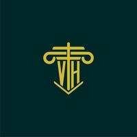 vh Initiale Monogramm Logo Design zum Gesetz Feste mit Säule Vektor Bild