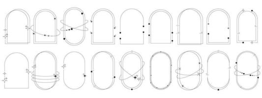 modern minimalistisk båge ram med pärlar i trendig retro stil. 00-talet y2k estetisk. trendig design element för banderoller, social media, affisch design, förpackning. vektor