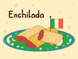 Mexikaner traditionell Lebensmittel. Enchilada. Vektor Illustration im Hand gezeichnet Stil