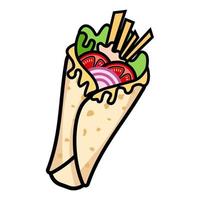 Illustration Vektor Grafik von Kebab Hartweizen, Falafel Türkisch Essen, Essen wickeln Symbol