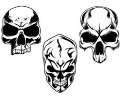 årgång mänsklig skalle, arg mänsklig skalle samling i annorlunda placera isolerat vektor för logotyp och t-shirt