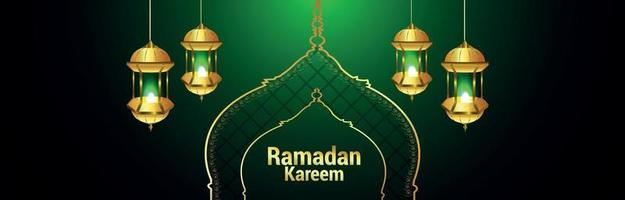 Ramadan Kareem Banner oder Header mit goldener Laterne vektor