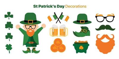 en packa av platt design st Patricks dag dekorationer vektor