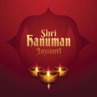 hanuman jayanti firande gratulationskort och lord hanuman vapen vektor