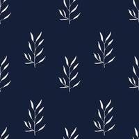 dunkel Blau Blumen- Muster mit Kräuter und Blätter vektor