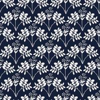 dunkel Blau Blumen- Muster mit Kräuter und Blätter vektor