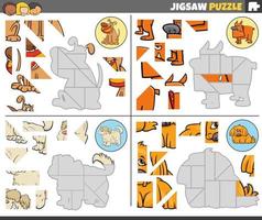 Puzzle Puzzle Spiele einstellen mit komisch Karikatur Hunde vektor
